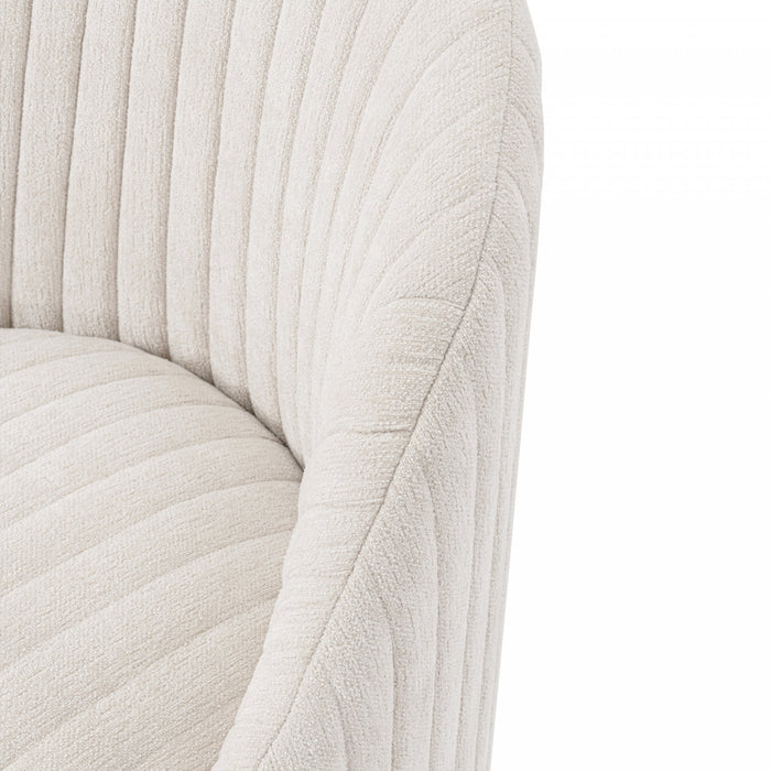 Fauteuil pivotant moderne en chenille Leela couleur creme - Lot de 2