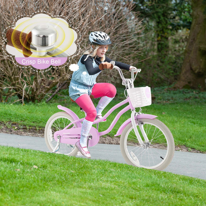 Costway 18\" Enfants Velo Tout-petit Velo Avec Roue De Formation Pour 4-8 Ans Violet