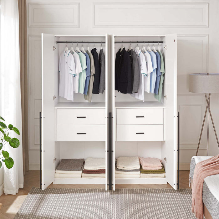 Armoire moderne Lee 32\" en blanc - Ensemble de 2