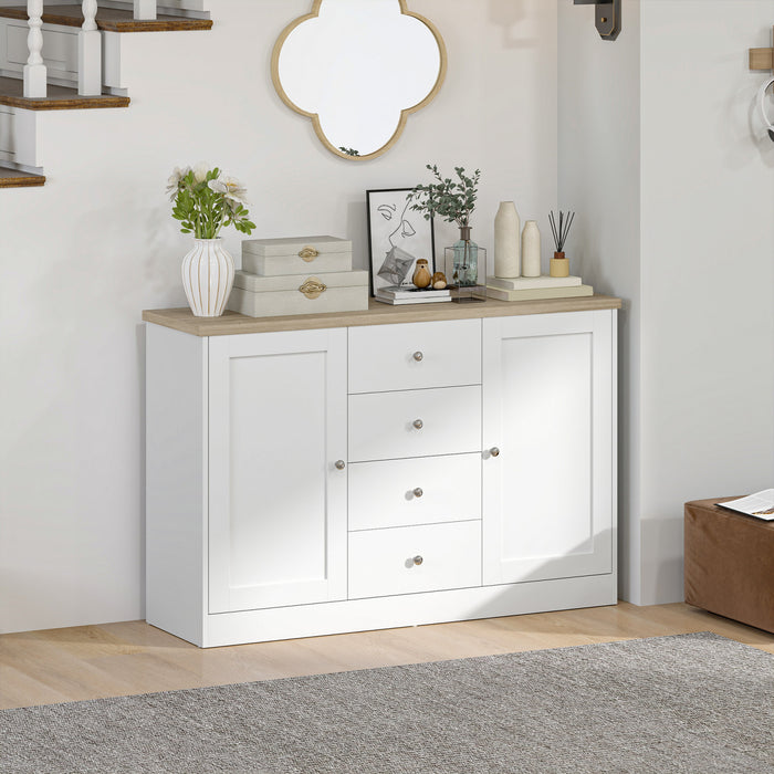 HOMCOM Buffet, meuble de cuisine avec rangement, blanc