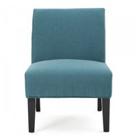 Fauteuil D’appoint Oliver En Tissu aspect lin Avec Pieds En Bois Caoutchouc - Bleu Sarcelle