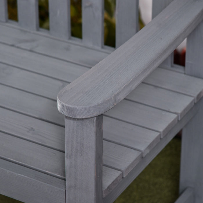 Outsunny Banc De Jardin En Bois 2 Places Avec Design A Lattes, Gris
