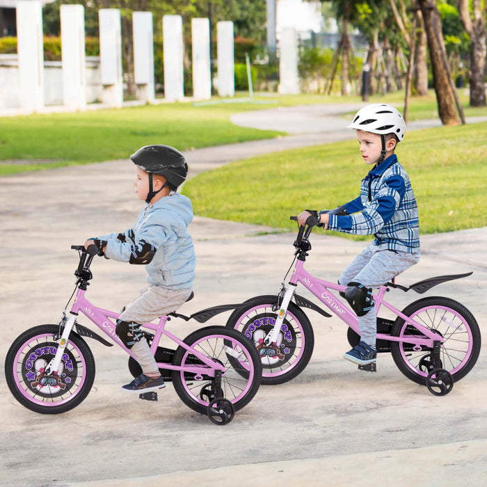 Costway 16\" Velo Pour Enfants Pour 4-7 Avec Guidon Reglable En Hauteur Et Frein A Main En Selle Violet