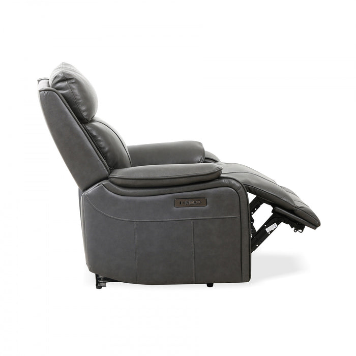 Fauteuil inclinable electrique a mouvement coulissant Marlow de 37 po en cuir assorti avec USB/USB-C - Charbon