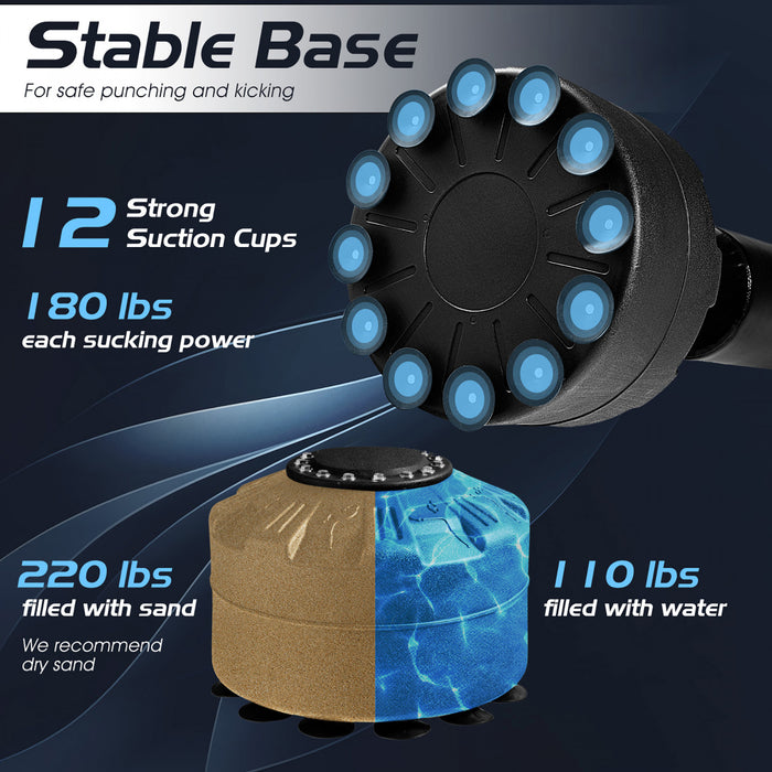 Sac De Boxe Autoportant 178 Cm Et 100 Kg Goplus, Avec 12 Amortisseurs De Base A Ventouse