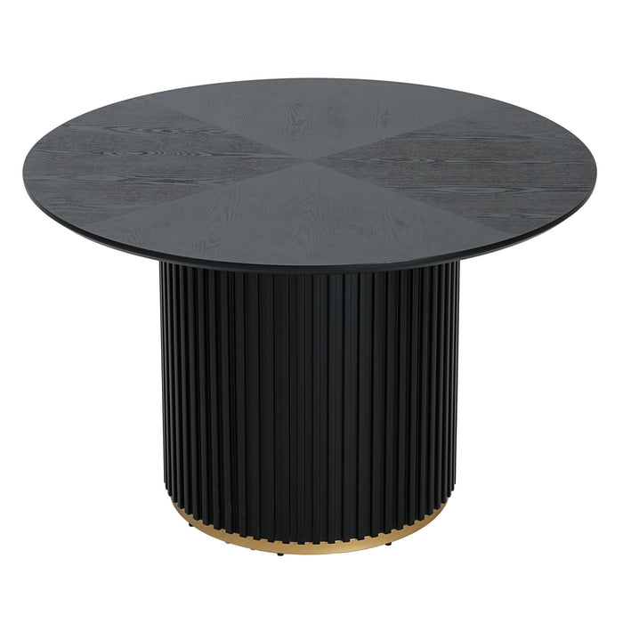 Table a manger ronde a piedestal Cove 47,25 pouces pour 4 a 5 personnes, noir