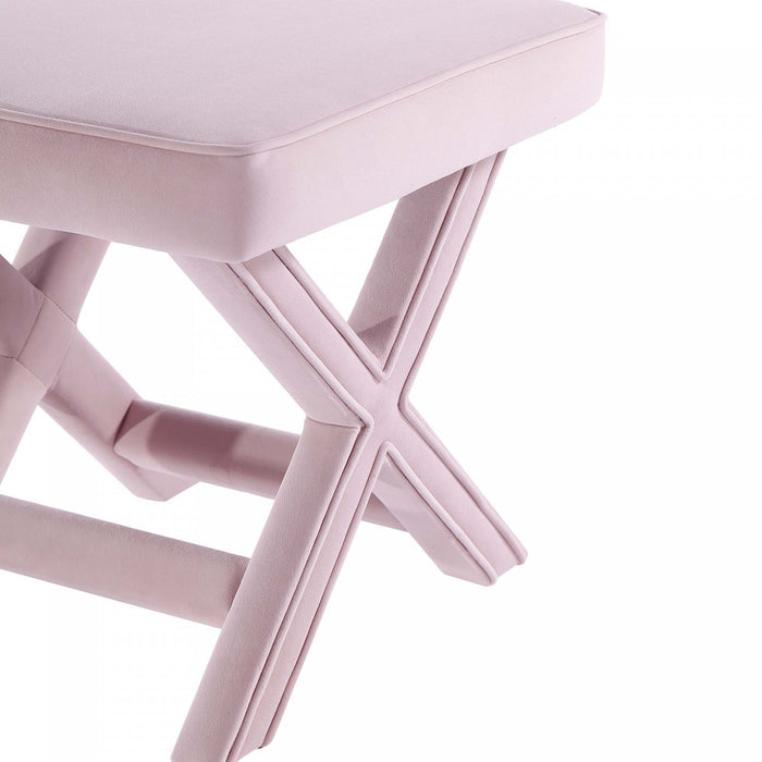 Banc d’appoint Abigail style milieu du siecle moderne en velours rose