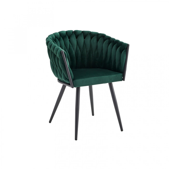 Chaise de salle à manger avec accoudoirs Hildy en velours vert (ensemble de 2)