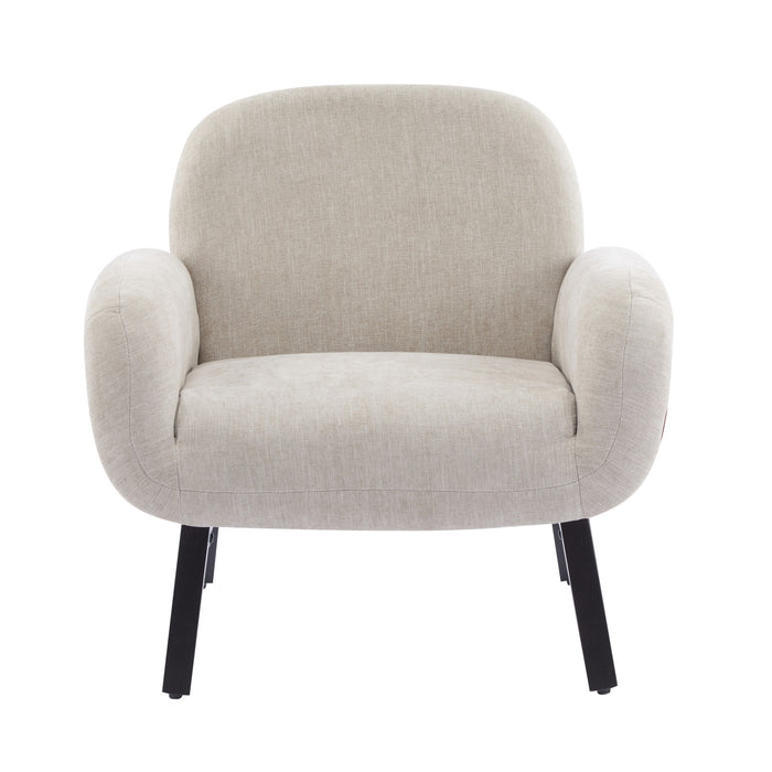 Audrey Fauteuil d’appoint ergonomique en bois massif avec revetement en tissu, fauve