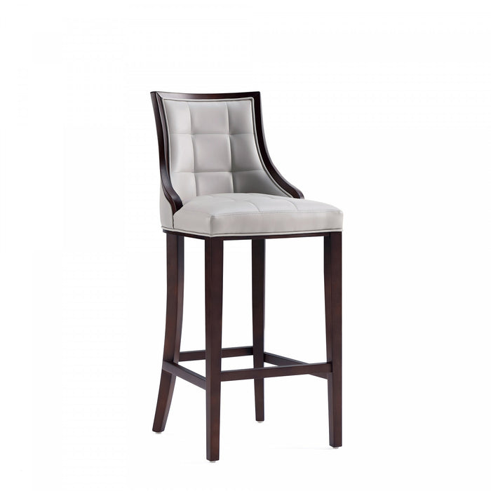 Tabouret de bar traditionnel en bois avec assise rembourree Fifth Avenue, gris clair - Lot de 3