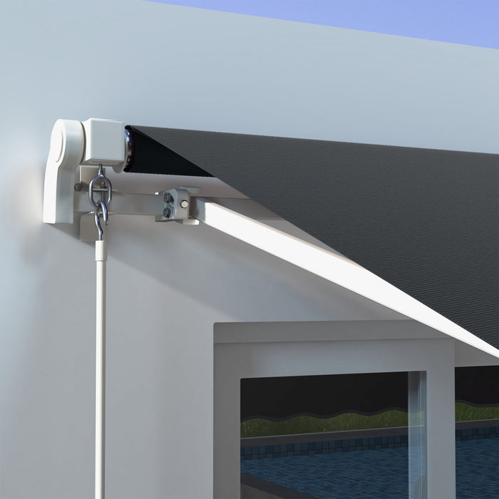 Outsunny Auvent Retractable 10' X 6.5' Avec Lumieres Led, Uv40+, Gris