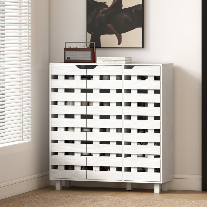 HOMCOM Meuble a chaussures, rangement pour 20 paires de chaussures, blanc