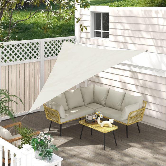 Outsunny Triangle 10'x10'x10' Voile D'ombrage Pour Terrasse, Blanc Creme