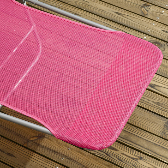 Outsunnychaise Longue Pliante 2 Pcs, Chaises De Piscine Inclinables, Rose