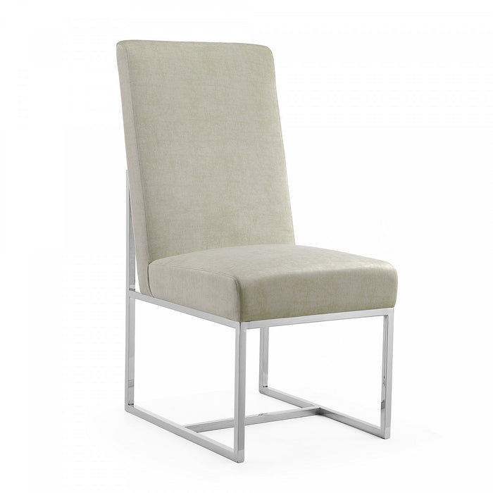 Chaise de salle a manger moderne en velours et metal Element, coloris champagne - Lot de 2
