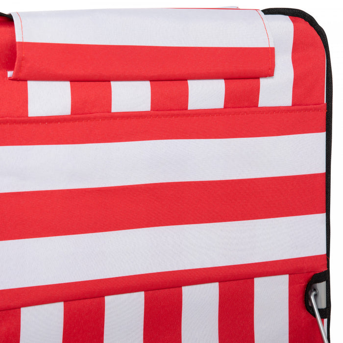 Chaise Longue De Plage Outsunny, Mat De Plage Au Sol, Rouge Et Blanc.