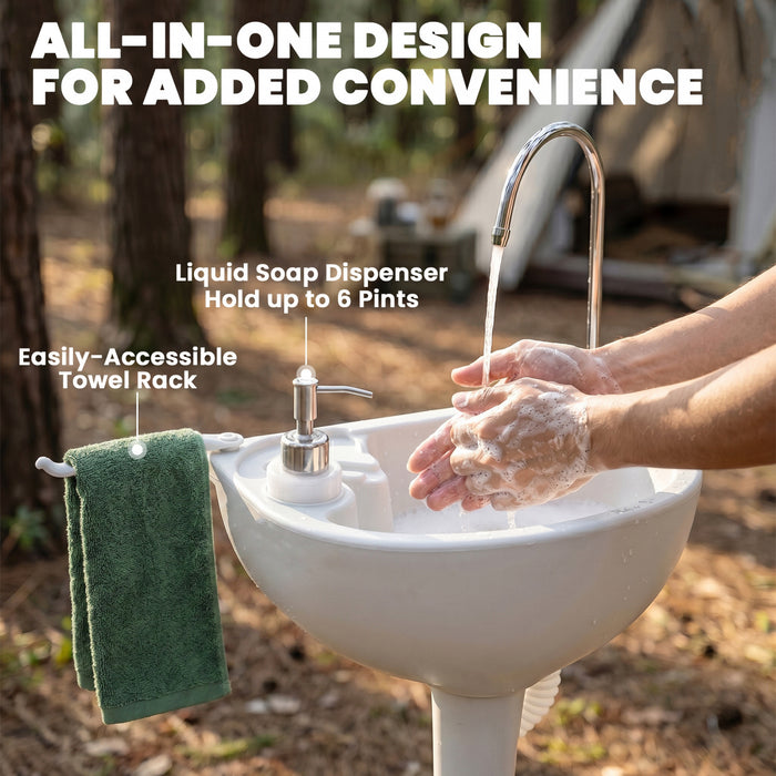 Outsunny lavabo de camping portable, station de lavage des mains pour l'exterieur