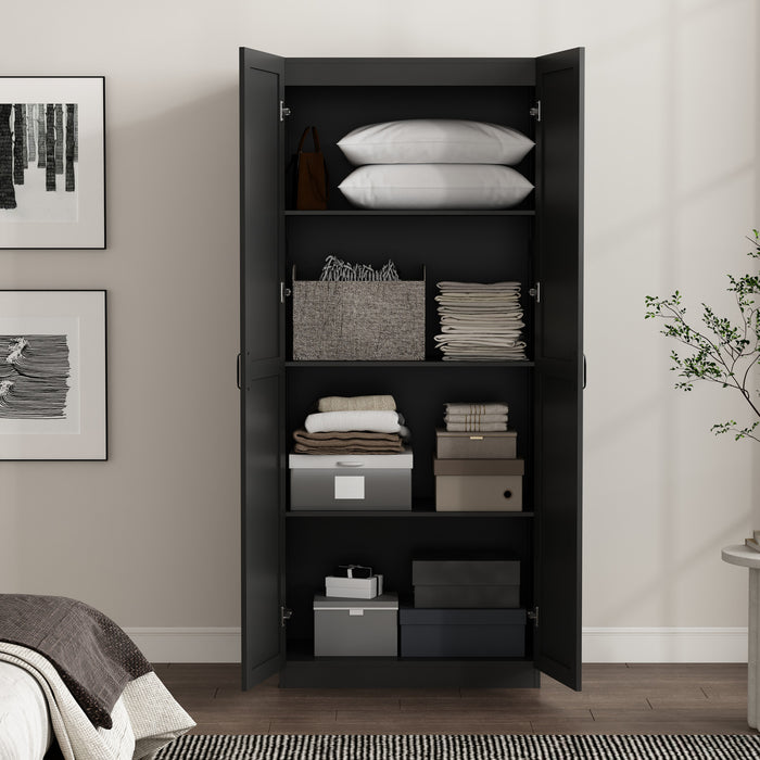 Armoire de rangement Cornelia Modern 30\" en noir (4 etageres)