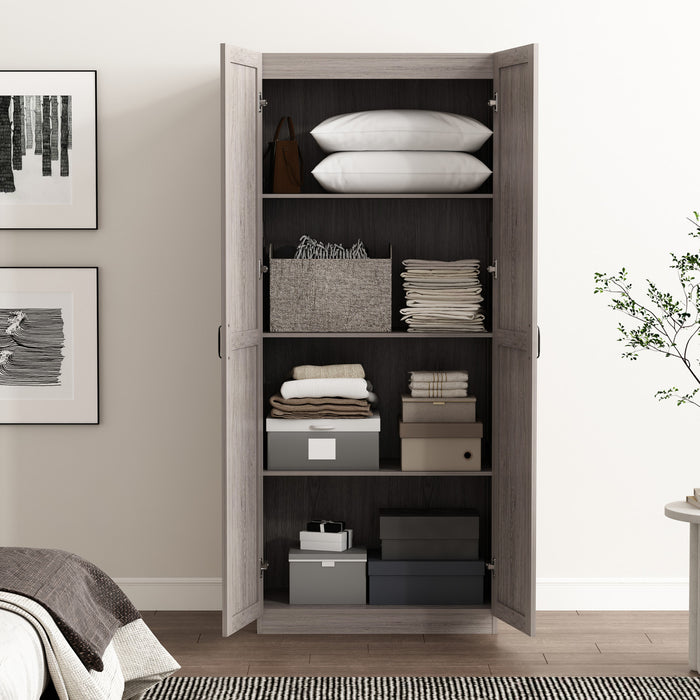 Armoire de rangement Cornelia Modern 30\" en gris (4 etageres)