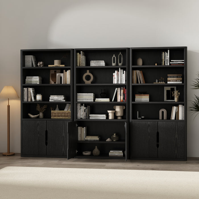 Armoire bibliotheque moderne Rivington 40\" en noir - Ensemble de 3