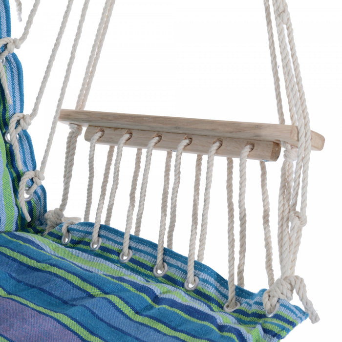 Chaise Balancoire Suspendue Portable Outsunny Hamac Raye Avec Repose-pieds Pour Le Camping En Plein Air Dans La Cour De Jardin (gris, Bleu, Vert, Blanc, Coton Rembourre Avec Repose-pieds)