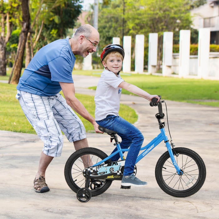Costway 16\" Velo D'entrainement Pour Enfants Avec Roues D'entrainement Amovibles Pneumatiques Navy