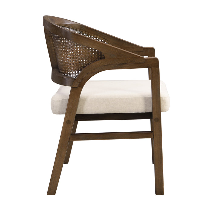 Liam Ensemble de 2 chaises de salle a manger confortables avec dossier en rotin et structure en bois de caoutchouc, noyer