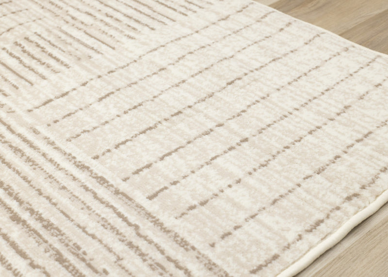 Tapis Florence Brown Cream a motif geometrique a lignes lineaires, 7'9\" x 10'6\"