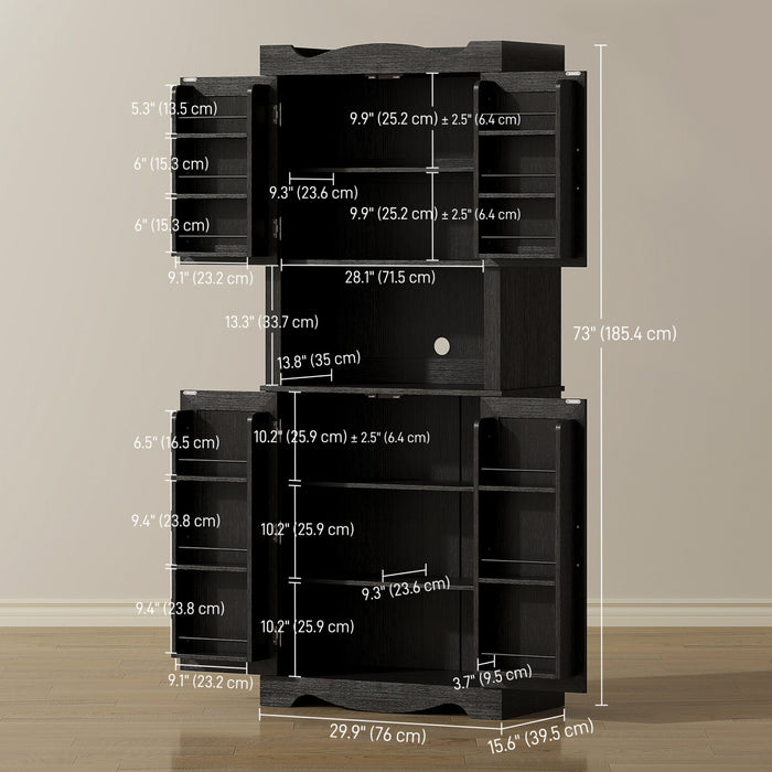 HOMCOM Armoire de cuisine 73\" avec etageres de porte, noir