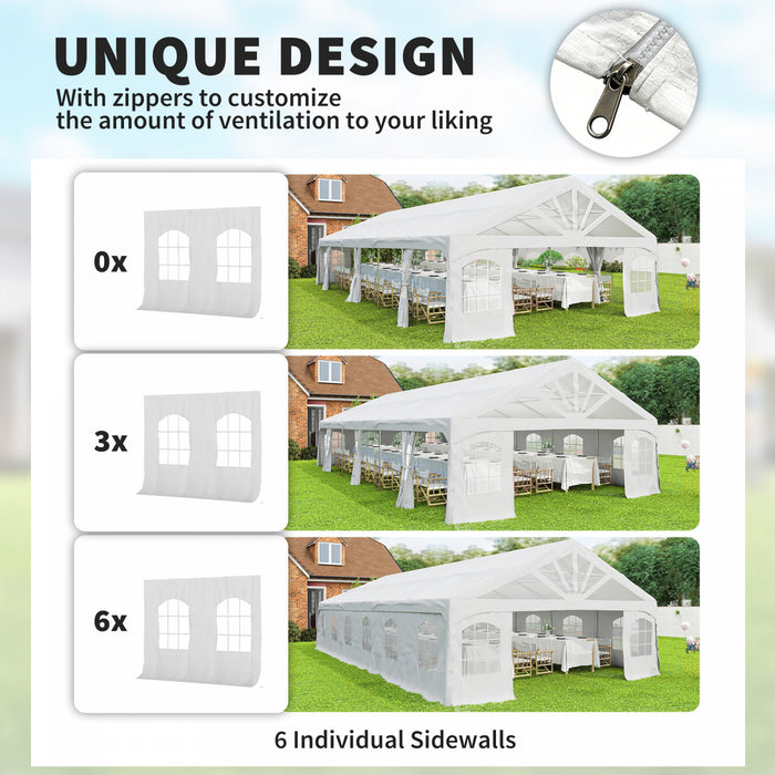 Outsunny Tente de fete robuste 20' x 40' avec 2 portes et 20 fenetres