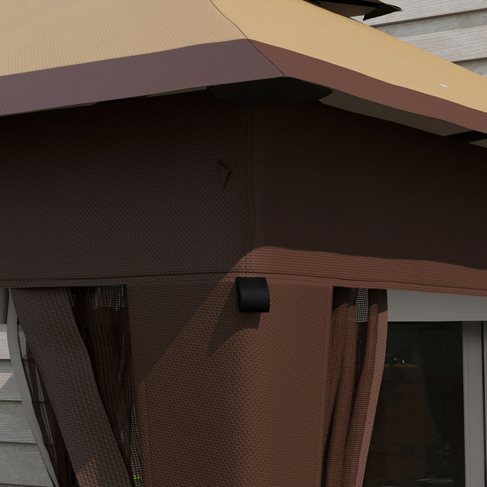 Outsunny 11x11ft Canopee Ajustable Avec Filet De Poussee A 1 Bouton