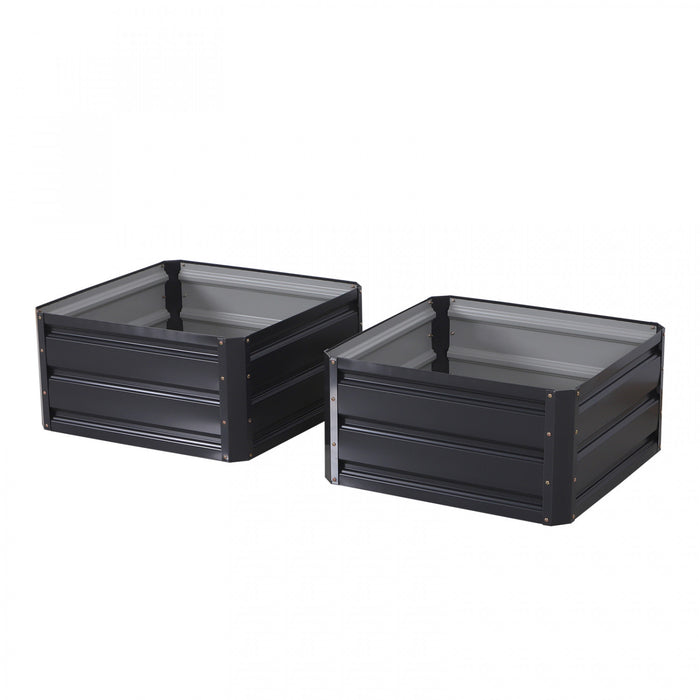 Outsunny Lot De 2 Pieces Parterre De Fleur Carre Potager De Jardin Jardinieres Bac A Fleurs 8 Panneaux Modulables En Acier Dim. 23.5\"l X 23.5\"l X 12\"h Gris