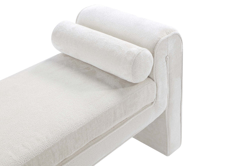 Banc d’appoint moderne et glamour Concord en chenille ivoire