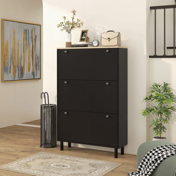 HOMCOM Armoire a chaussures avec 3 tiroirs rabattables pour 24 paires