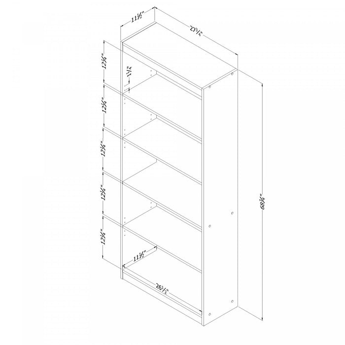 Bibliothèque Axess à 5 tablettes - chêne gris