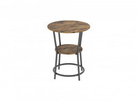  Table de bout avec 1 tablette - dessus en bois recyclé brun avec métal noir