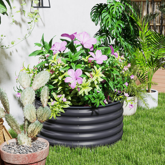 Outsunny Jardiniere en metal, boite de jardin 3 x 3 x 1,5 pi gris fonce
