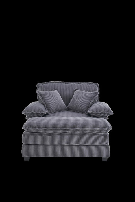 Liam Canape d'interieur moderne en velours cotele 46,9\" avec 2 coussins moelleux, Gris