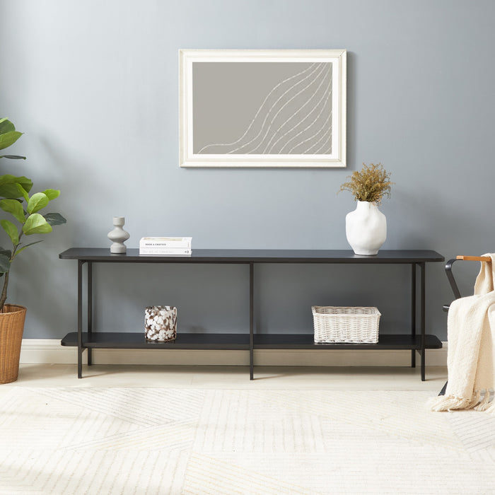 Console moderne contemporaine Celine 71\" en noir (2 etageres)