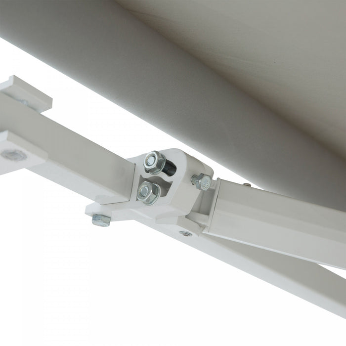 Outsunny 11.8x8.2pi Auvent De Terrasse Retractable Manuel Resistant A L'eau Pare-soleil Exterieur Pont Fenetre Porte Auvent Abri Gris