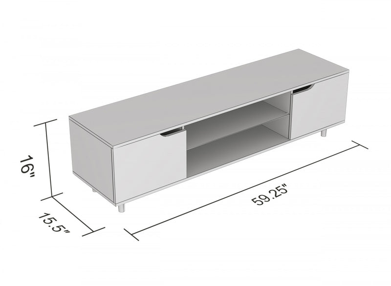 Meuble pour téléviseur de 59 po avec 2 tablettes et 2 portes noires - bois gris foncé