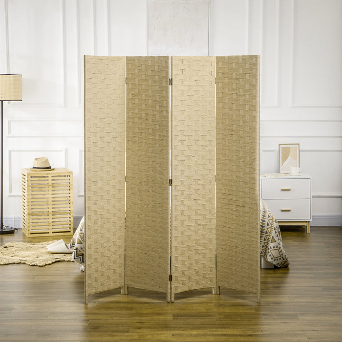 Homcom Separation De Piece Pliante A 4 Panneaux, Ecran De Confidentialite En Fibre D'onde