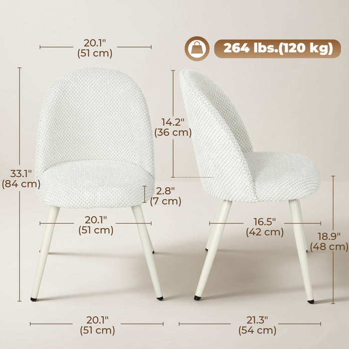 HOMCOM Lot de 2 chaises de salle a manger en velours, blanches
