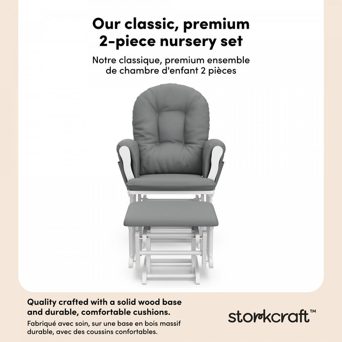 Storkcraft Hoop Fauteuil bercant et pouf - Blanc avec gris