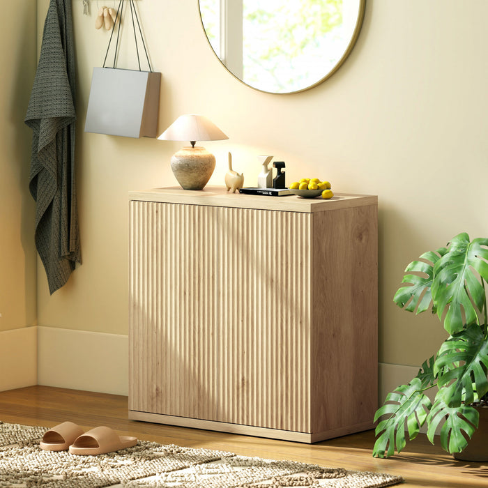 HOMCOM Buffet, Ensemble de 2, Meuble de Cuisine Rainure, Finition Chene