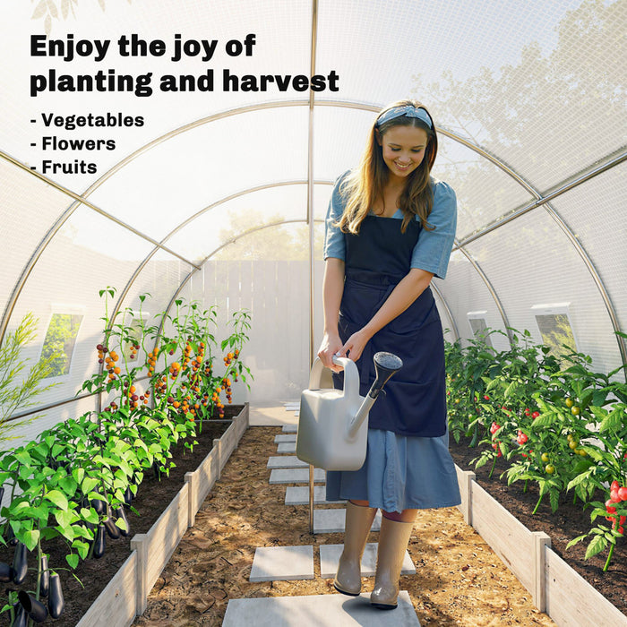 Outsunny Serre tunnel avec tiges de support, serre pour plantes, blanc