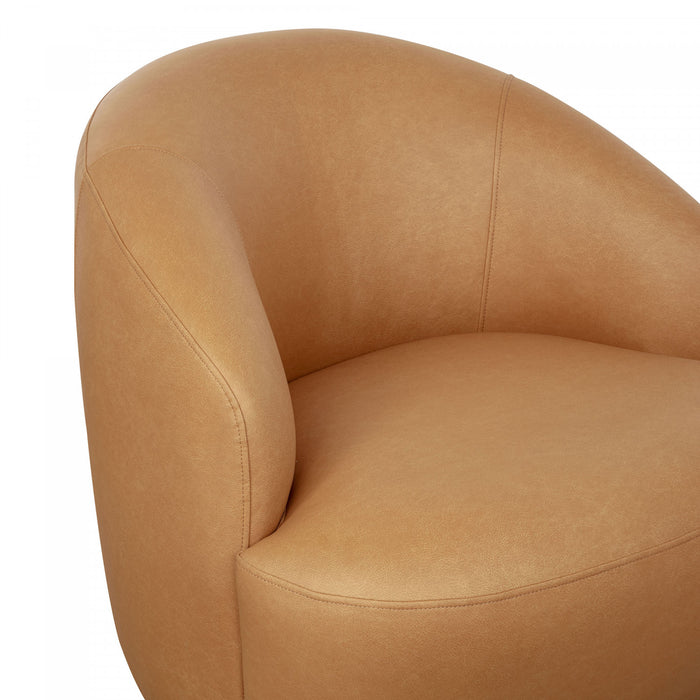 Fauteuil d’appoint pivotant moderne contemporain Lukas en tissu camel