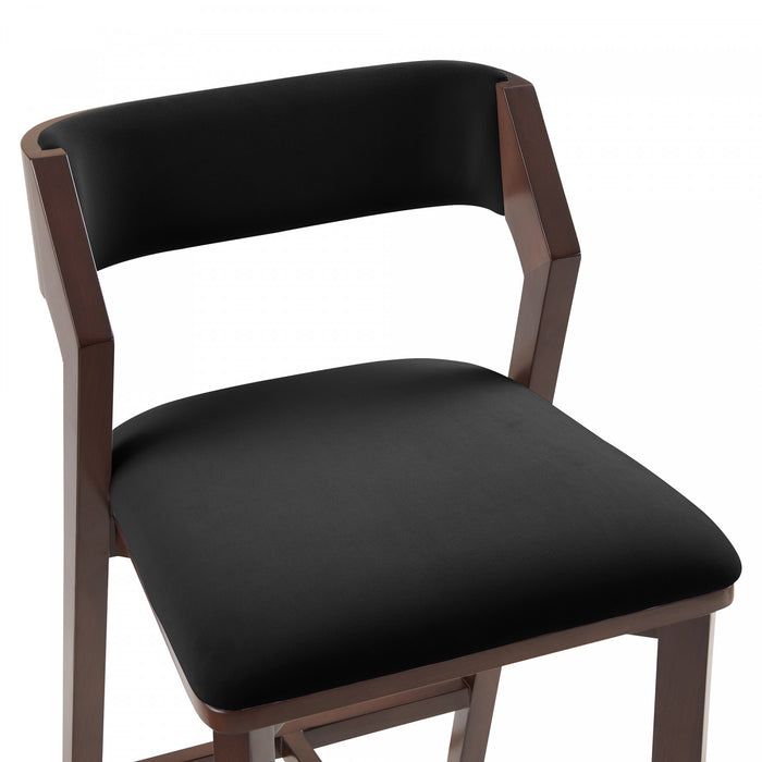 Tabouret de comptoir moderne Patricia en bois avec revetement en tissu, coloris noir