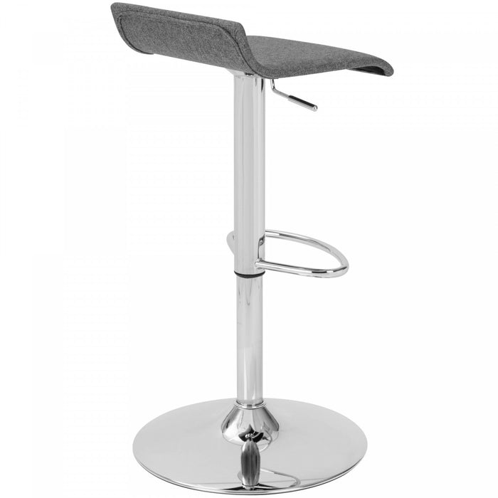 Tabouret pivotant contemporain Ale à hauteur réglable en tissu gris - ensemble de 2