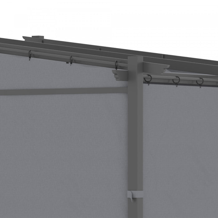 Outsunny Pergola Metallique De 9.7' X 9.7' Avec Toit Coulissant, Auvent De Pergola Retractable Pour L'exterieur, Patio, Gris Fonce